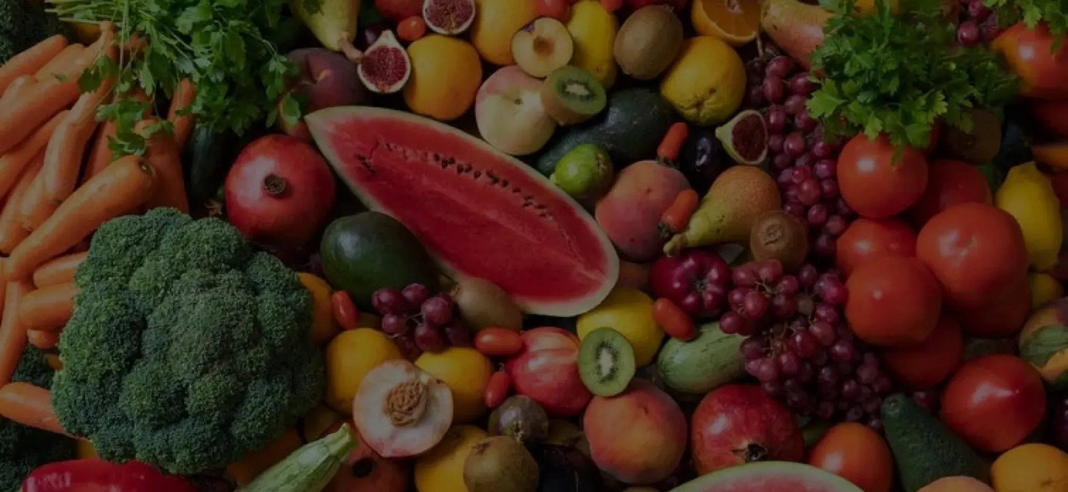 Fondo con variedad de frutas y verduras